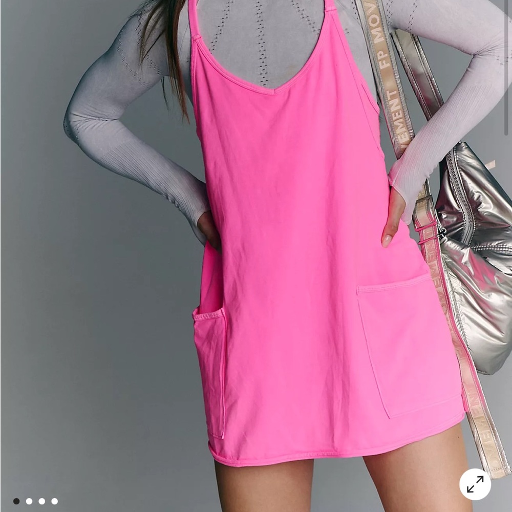 Free People Hot Shot Mini Dress in Washed Hot pink SMALL